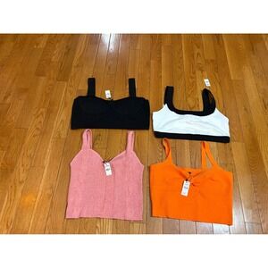 Express Womens Crop Top Bundle Lot of‎ 3 NWT Pink Orange Black White Size XL